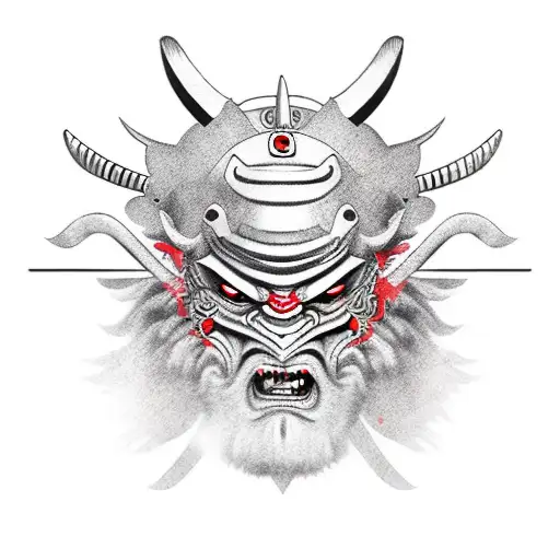 Oni Mask samurai  tattoo design idea