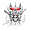 Oni Mask samurai  tattoo design idea