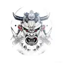 Oni Mask samurai  tattoo design idea