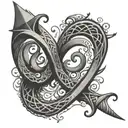 A geometric pattern incorporating fish hook hearts and the date 11-26-16 tattoo design idea