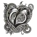 A geometric pattern incorporating fish hook hearts and the date 11-26-16 tattoo design idea