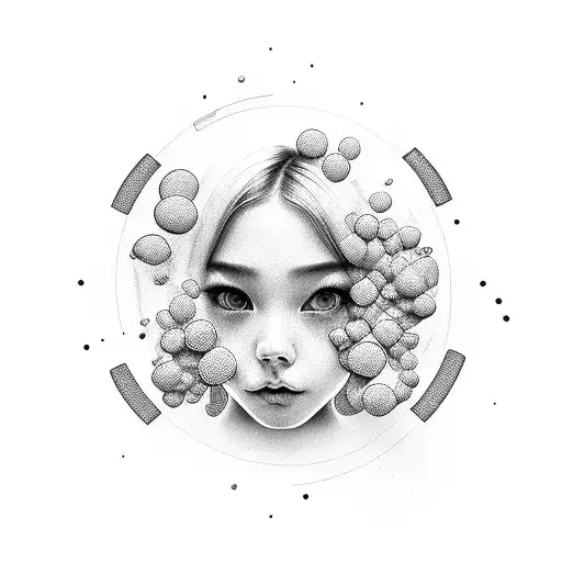 Girl portret bubble gum gun  tattoo design idea