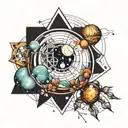 geometric dream catch planets inside tattoo design idea