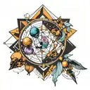 geometric dream catch planets inside tattoo design idea