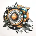geometric dream catch planets inside tattoo design idea