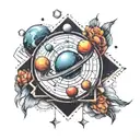 geometric dream catch planets inside tattoo design idea