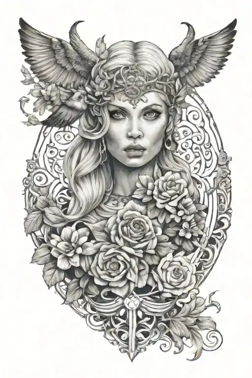hel nordic godess tattoo design idea