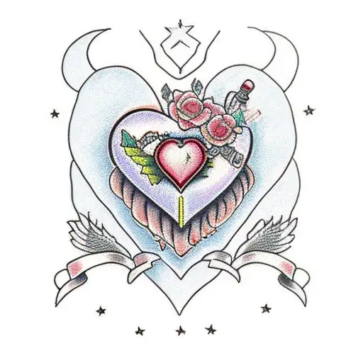 American Traditional heart girly tattoo tattoo design idea
