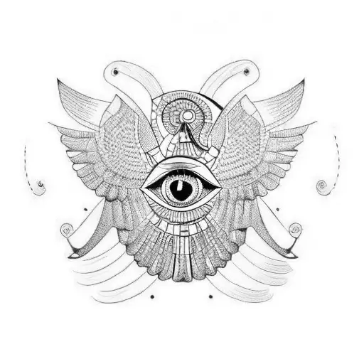 Egyptian style tatto with scarab and eye tattoo design idea