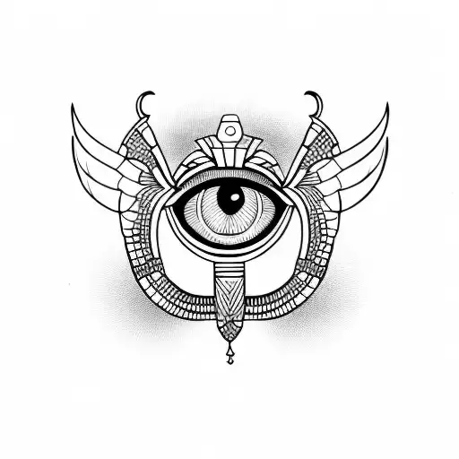 Egyptian scarab with eye tattoo design idea