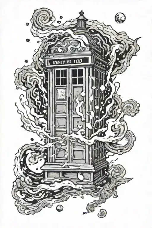 van gogh painting of the exploding tardis tattoo design idea