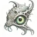 tentacle alien 3 eyes tattoo design idea