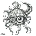 tentacle alien 3 eyes tattoo design idea