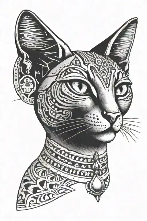 Egyptian cat portrait tattoo tattoo design idea