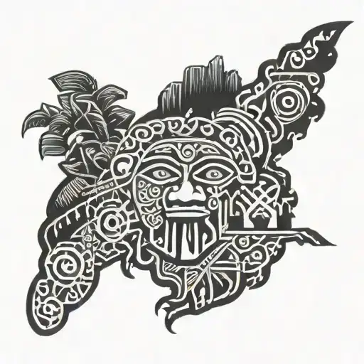 taino dominican Republic country outline tattoo design idea