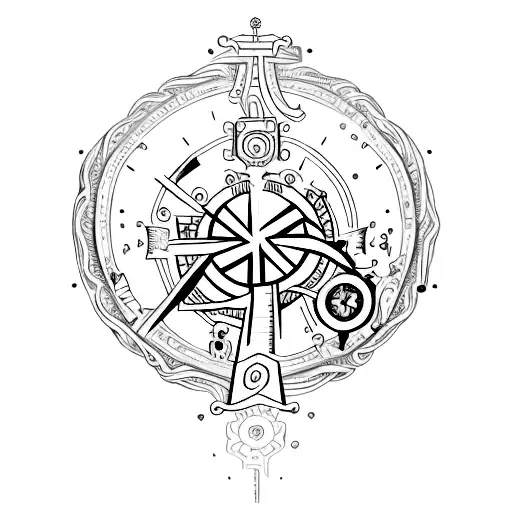 piston cross tattoo design idea