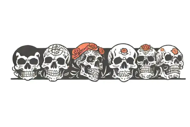 happy skulls tattoo design idea