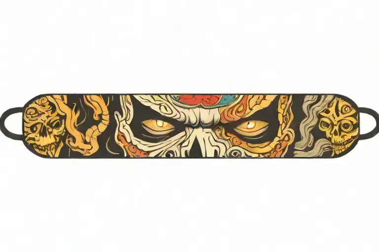 theatrical mask half skull tattoo design idea