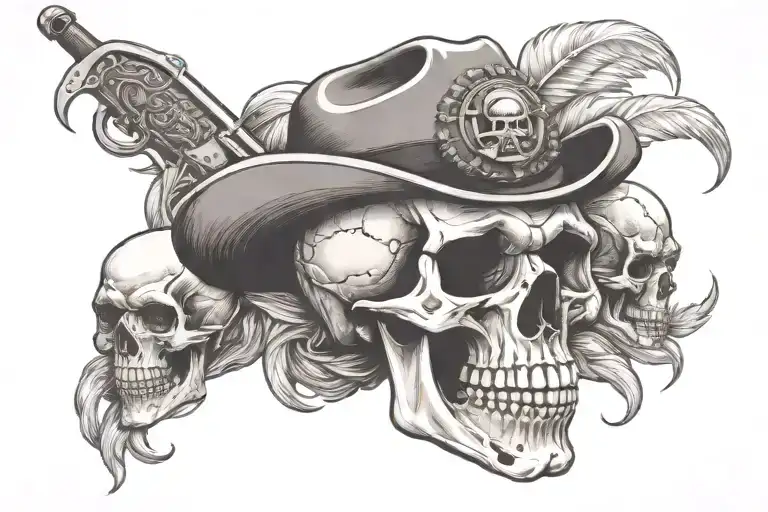 cowboy skull pirate skull native american skull tattoo design idea