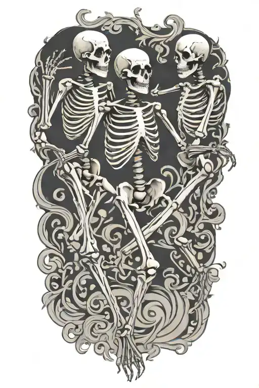 dancing skeletons tattoo design idea