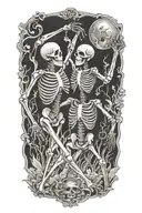 dancing skeletons tattoo design idea