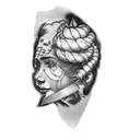 a chef with a knife on fire kitchen  tattoo design idea