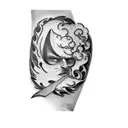 a chef with a knife on fire kitchen  tattoo design idea