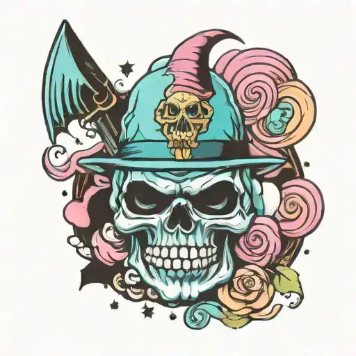 Halloween cotton candy carnival  tattoo design idea