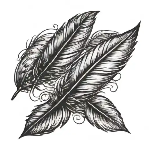 An elegant feather quill pen transforming into a flock of birds taking flight, symbolizing your role as part of the flight crew and your passion for animals tattoo design idea