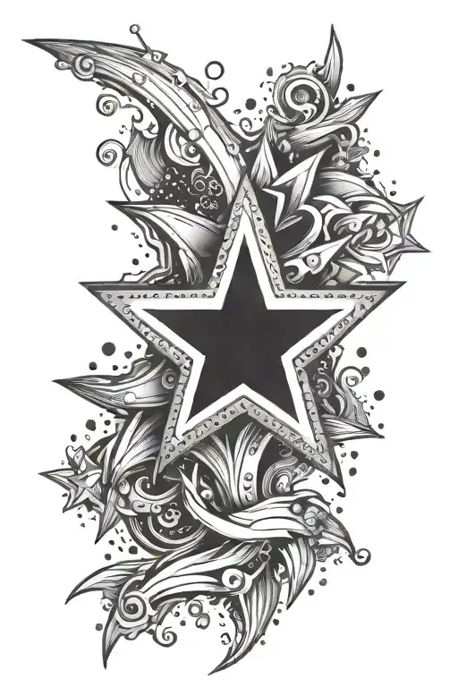 STAR WITH EMOJI INSIDE PART OF tattoo design idea