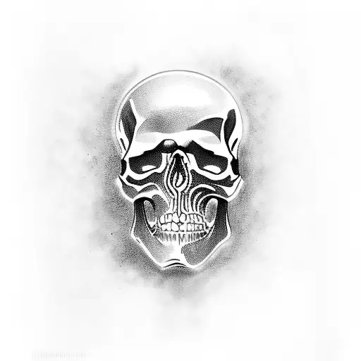 Black and grey skull tattoo on the hand.