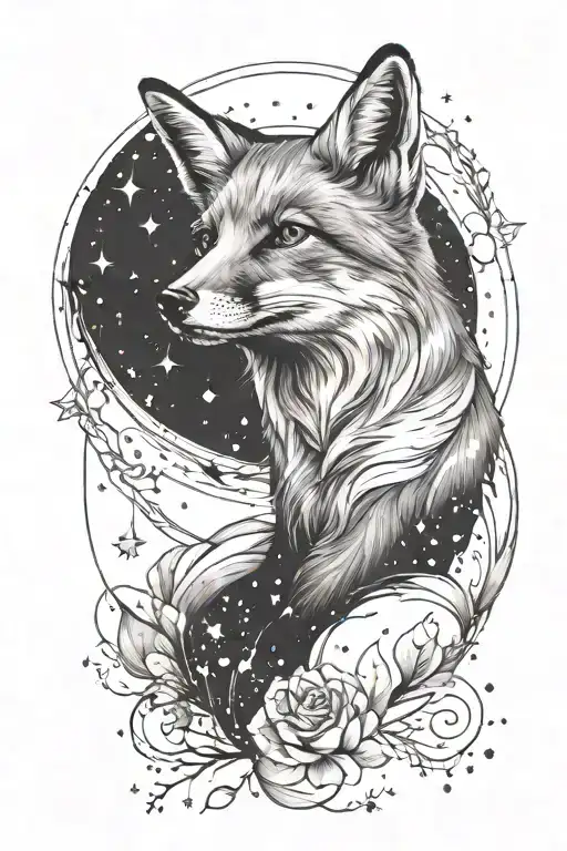 Fox with Virgo constellation tattoo design idea
