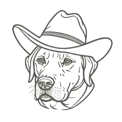 black labrador retriever wearing a cowboy hat  tattoo design idea