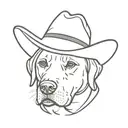 black labrador retriever wearing a cowboy hat  tattoo design idea