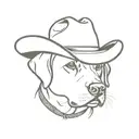 black labrador retriever wearing a cowboy hat  tattoo design idea