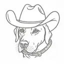 black labrador retriever wearing a cowboy hat  tattoo design idea