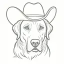 black labrador retriever wearing a cowboy hat  tattoo design idea
