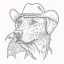 black labrador retriever wearing a cowboy hat tattoo design idea