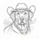black labrador retriever wearing a cowboy hat tattoo design idea
