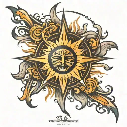 sun rays radiating tattoo design idea