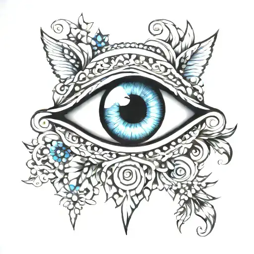 3 with evil eye tattoo design idea