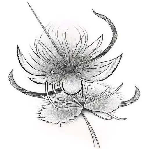 spider lily with sword tattoo design idea