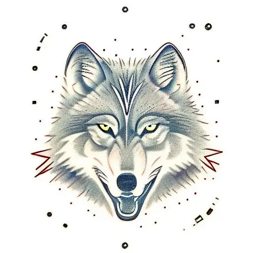 wolf with bionic eye tattoo design idea