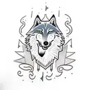 wolf with bionic eye tattoo design idea