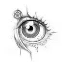 trippy eye with illuminati  tattoo design idea