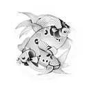yin and Yang koi fish tattoo design idea