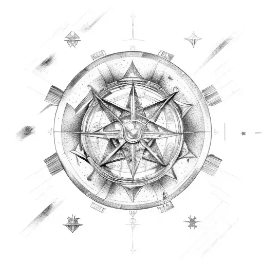 star fire Gemini Aries Aquarius ship wheel tattoo design idea
