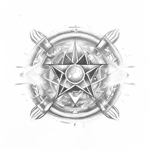 star fire Gemini Aries Aquarius ship wheel tattoo design idea