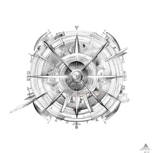Gemini Aries Aquarius ship wheel tattoo design idea