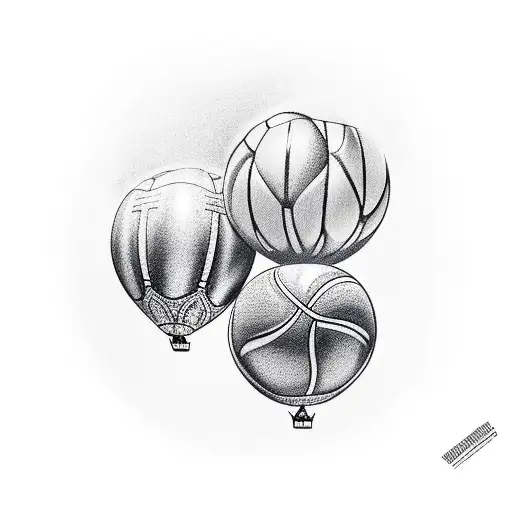 deux frères de dos qui se tiennent la main avec un qui tient un ballon de basket et l zutre un ballon de foot tattoo design idea